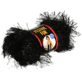 Lion Brand Yarn 570-153 Festive Fur Yarn, Black