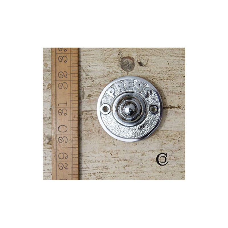 Vintage Door Bell Push Button 'Press' Round Chrome Plated 60mm