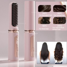 Unbranded Hair Straightener Brush Straightening Curler Hot Comb Electric Adjustable Heat