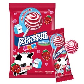 Shanghai Specialty: Bufandi Alps or Alpenliebe Lollipop Hard Candy 200g/7.1oz (Strawberry)