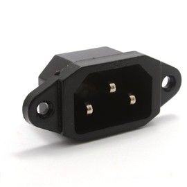 kenable IEC 10A C14 3 Pin Chassis Panel Mount Plug Pins Connector 6.35mm TABS