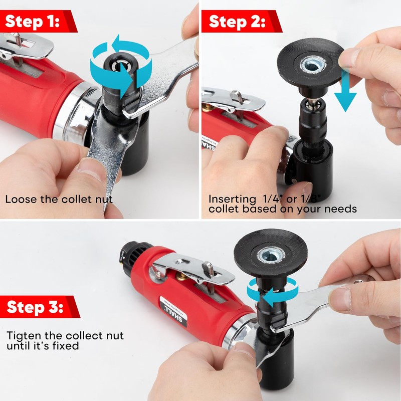 SHALL Right Angle Die Grinder, 90 Degree, 1/4" & 1/8"