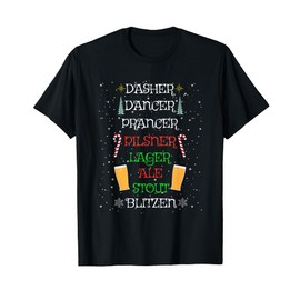 Cute Christmas Reindeer Pilsner Lager Ale Stout Beer Lover T-Shirt