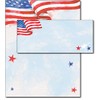 Painted American Flag Patriotic Stationery Paper with Envelopes Combo Pack
