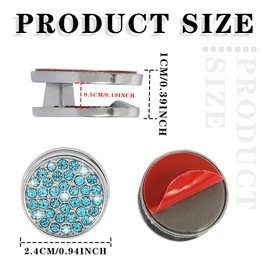 TOMALL Bling Car Hooks 4pcs Circle Shape Cute Dashboard Hooks for Keys USB Cable Sunglasses Multifunctional Hanging Storage Hooks Universal Diamond Accessory for Home DIY Decor (Light Blue)