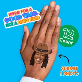 Big Dot of Happiness Custom Photo Western Hoedown - Wild West Cowboy Party Favors - Fun Face Temporary Tattoos - Set of 12