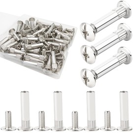 Furniture Connection Screws Cabinet Connector Screws 30 Pieces M6 x 31-40 mm Furniture Screws Nickel-Plated Steel Sleeve Screws