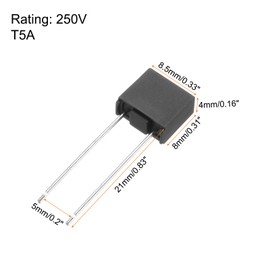 QUARKZMAN Pack of 30 DIP Mounted Miniature Square Slow Micro Fuse Fine Fuses Assortment Safety Fuse for Electronic Parts PCB LCD Repair, T5A 5A 250V, Black