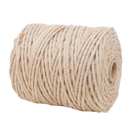 Natural Jute Twine 656ft 6mm,4Ply Twisted Thick Twine Rope Strong Jute String Roll for Crafts Gift Wrapping Gardening Home Decor Bundling Cat Scratching Post