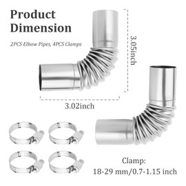 2PCS 26mm Diesel Heater Exhaust Pipe,Stainless Steel Elbow Diesel Heater Duct of Diesel Heater Accessories with 4 Clamps,Diesel Heater Hose Duct Car Accessories for Diesel Air Heater