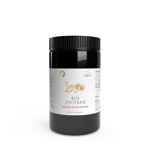 Pilze Wohlrab Organic Shiitake Powder for Animals, 300 g Tub, Pure Shitake Mushroom Powder, Highest Organic Quality