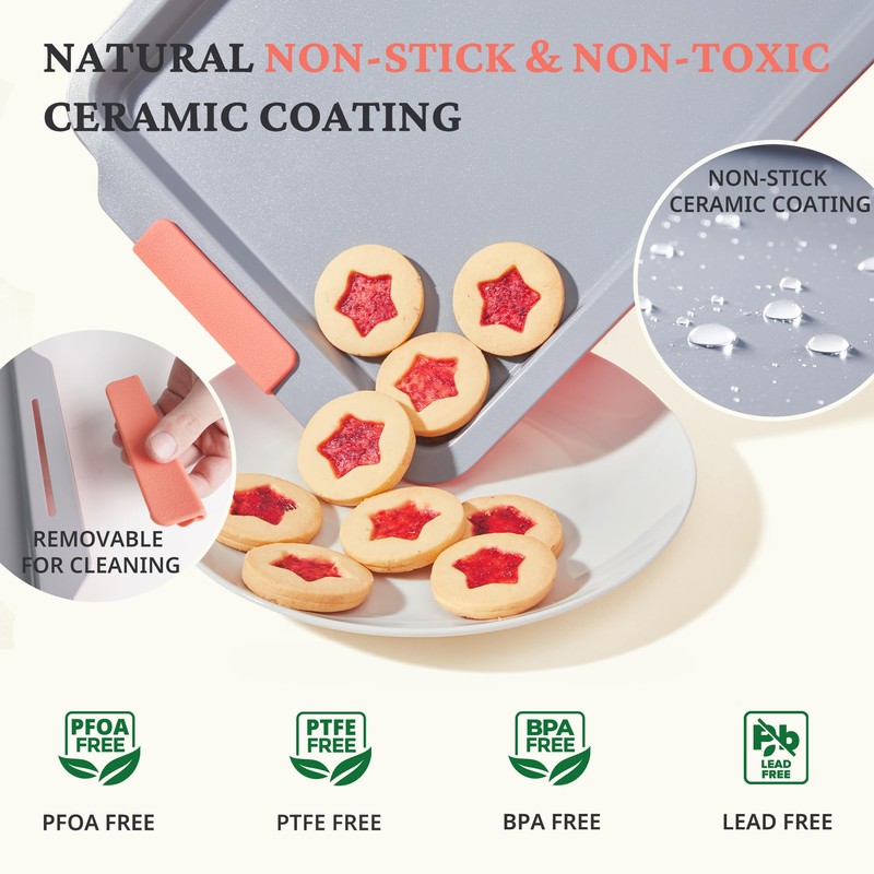 BRONYPRO Non Stick Ceramic Baking Sheet Pan Set of 3,