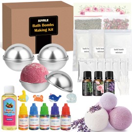 JUYRLE Bath Bomb Making Kit- 30Pcs DIY Bath Bomb Kit for Kids, Make Your Own Spa Set, Shower Craft Kits with Bath Bomb Molds, Soap Making Kits, Bath Bomb Making Supplies Gifts for Girls Women