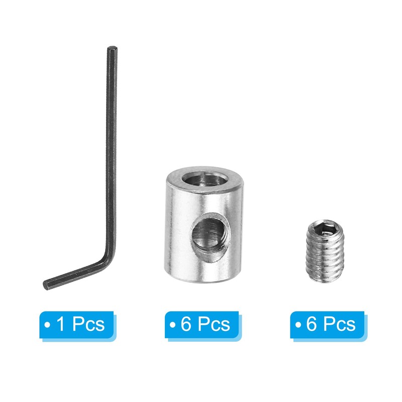 PATIKIL 6pcs 4mm Hole Wire Rope Clip Set 304 Stainless