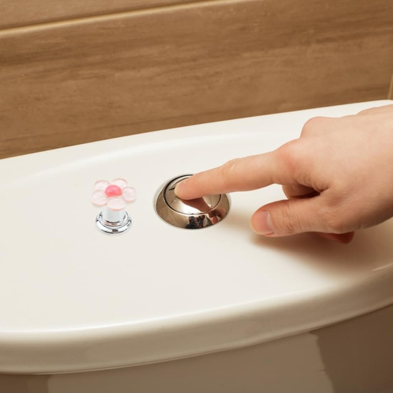 6 Pack Flower Shape Toilet Button Pusher, Toilet Tank Button,