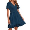 BTFBM Women's Summer Dresses 2024 V Neck Short Sleeve Casual