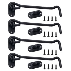 Wexecon 4 Pieces Stainless Barn Door Lock Gate Hardware, 6" Sliding Door Latch with Eye Hook, Silver Steel Gate Latch for Outdoor Fence, Bathrooms, Sheds, Windows(6",Black)