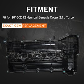 XUNUOPARTS 2.0L Turbo Valve Cover Compatible with 2010-2012 Hyundai Genesis Coupe Replace# 224102C400 22410-2C400 224412G000 22441-2G000
