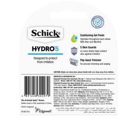 Schick - Hydro 5 for Men | Blade Refills | 6 Pack | Hydrating Gel Pools | Aloe & Menthol | 5 Blade Cartridges with Skin Guards