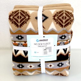 Southwest Desert Neutrals Anti-Pill Fleece Fabric No-Sew Throw Fleece Kit (50"x60")