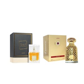 Lattafa Perfumes | Khamrah + Emeer Bundle | Unisex | 3.4 oz Per Bottle | Bergamot - Cinnamon | Citrus - Woody