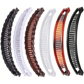 SHESFRIY 6 Pcs Banana Hair Clips For Women and Girls Fishtail Hair Clip for Long Hair Clamps Styling for Thick Curly Hair Accessories