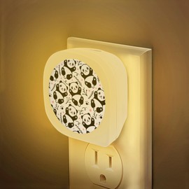 HUSITI Panda Night Light, Cute Cartoon Panda Dusk to Dawn Round Lamp Auto Sensor for Bathroom Hallway Living Room