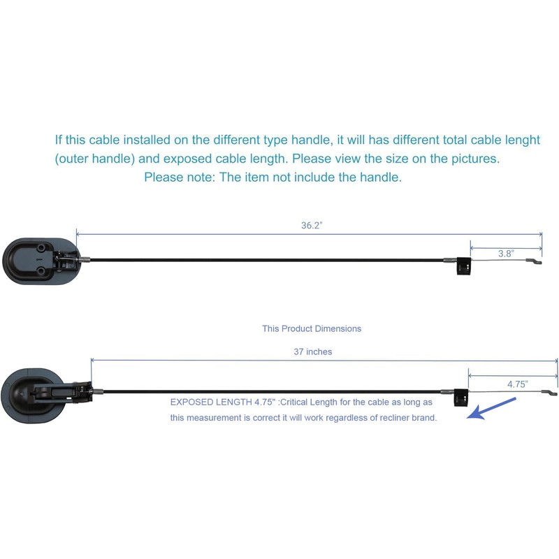 2PCS Universal Recliner Cable Replacement - Sofa Couch Recliner Pull