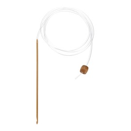 HARFINGTON Bamboo Tunisian Circular Crochet Hook 3mm (US C/2) Afghan Wood Knitting Hook Needles with Cable and Bead End for Weave Crocheting Craft Yarn, Brown