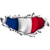 Small Single Flag Of France Metal Rip Open Sticker