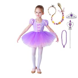 Lito Angels Princess Rapunzel Ballerina Costume Fancy Ballet Tutu Dress Dance Wear with Accessories for Kids Girls Age 2-3 Years, Purple (Tag Number 100)