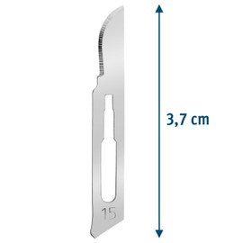 Set of 50 Sterile Scalpel Blades Figure 15 Made of Carbon Steel - Replacement Blades + 1 x Shehadeh - Scalpel Holder - Stainless Steel