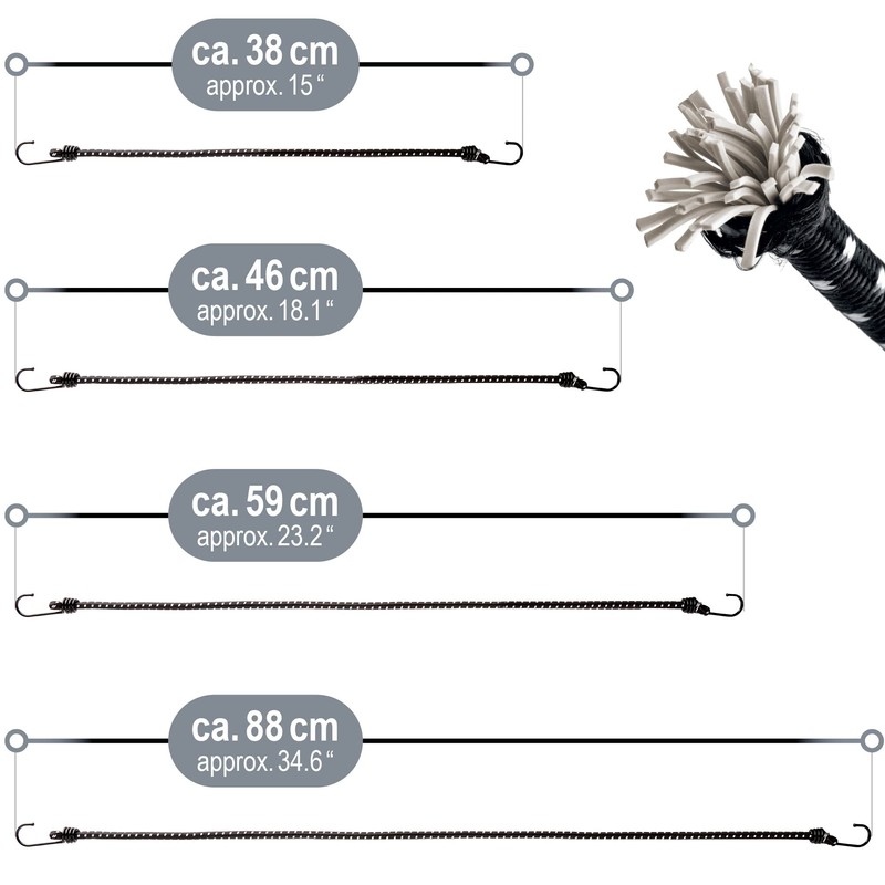 com-four® 10-Piece Set of Rubber Tensioners with Reflective Strips, Luggage
