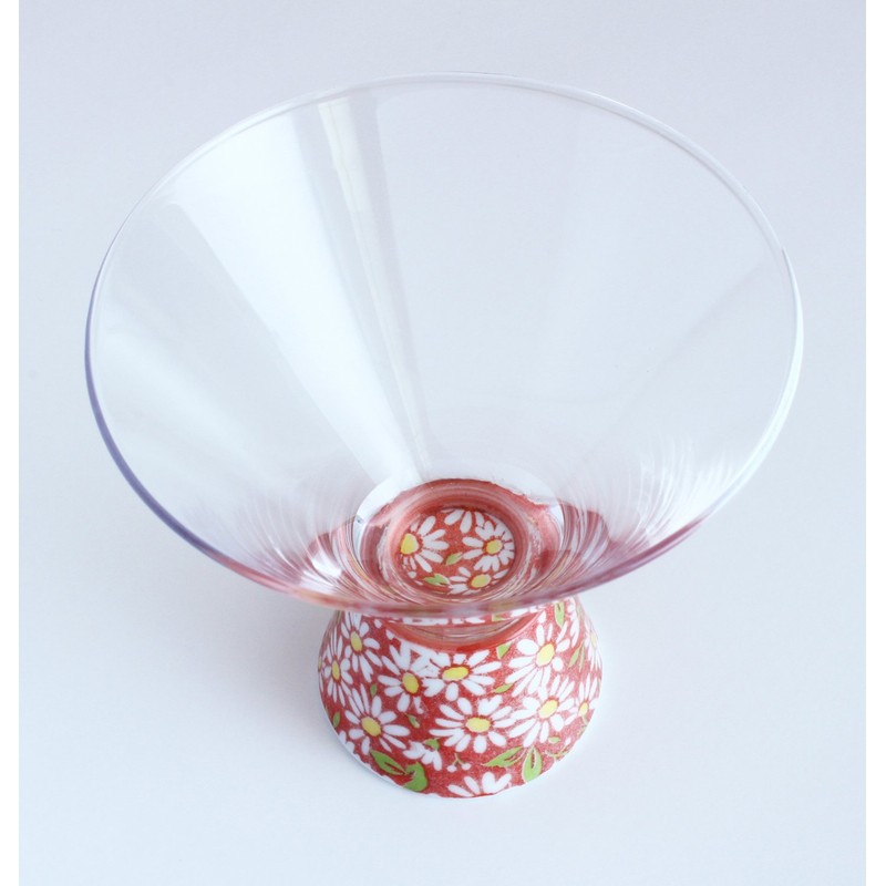 有田焼 浪漫 Glass Sake Glass Trapezoid Red 小菊 HT –
