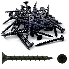 TERF® Drywall Coarse Thread Sharp Point Screws 3.5 X 45mm Phillips Drive Flat Countersunk Black Phosphate Finished For Drywall Plasterboard Wood Timber Multi Purpose Use - Pack of 100