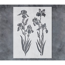 GSS Designs Iris Flowers Stencil for Painting 12x16Inch - Large Flower Stencils for Painting on Wood Wall Canvas Paper Fabric - Reusable DIY Art and Craft Drawing Stencils