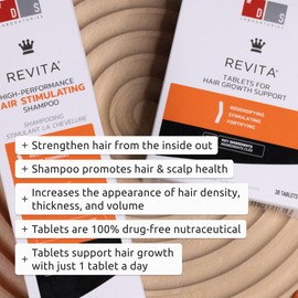 DS Labs Revita Shampoo 205mL & Tablets Kit – High-Performance Hair Density Shampoo, Hair Vitamins, Volumizing & Thickening, Fuller, Healthier-Looking Hair for Men & Women