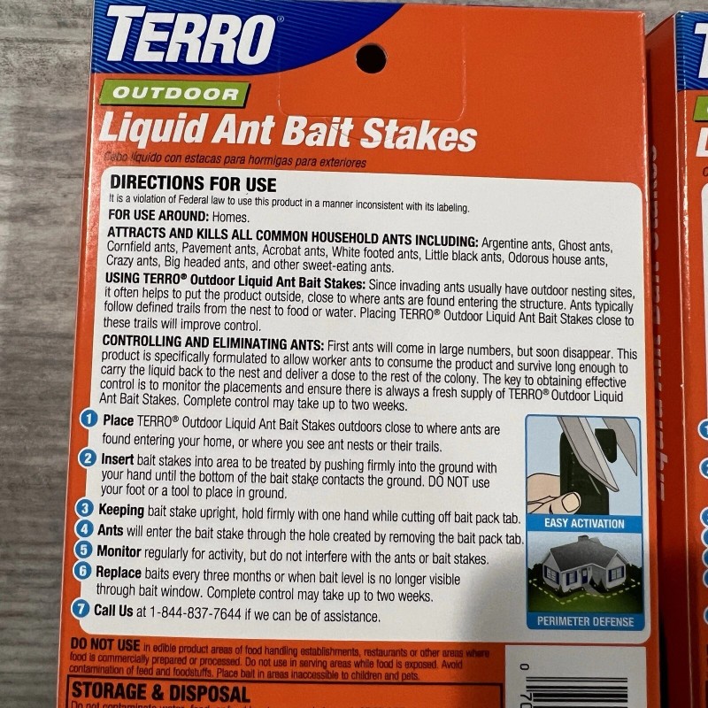 TERRO Lot of 2 Terro Outdoor Liquid Ant Bait Stakes