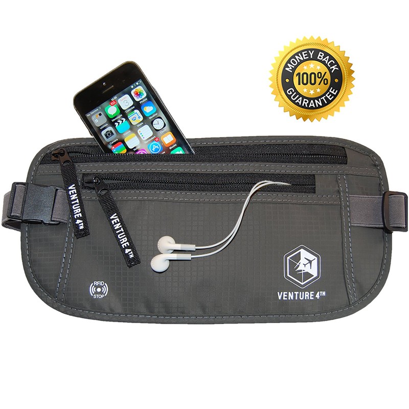 VENTURE 4TH Slim Minimalist Design RFID Money Belt with RFID