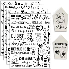 Hongma Rub-On Stickers, 19 x 14 cm, Large Format, ‘Unentbärlich’, Transfers, 4 Pieces, Sayings for Raysin, Keraflott, Furniture, Glass, Wood, DIY Decoration, Rub-On Foil Stickers