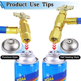 Refrigerator Freon Recharge Kit, R134a Refrigerant Recharge Kit, Fridge Recharge Kit, with 1 BPV31 Bullet Piercing Tap Valve, 1 R134a Self-Sealing Adapter, for Home AC Refrigerant System