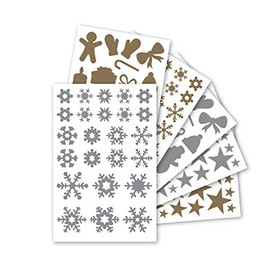 Maildor AE063O Initial Packung Stickers (20 Bögen 10,5 x 16 cm, 590 Stickers, große Sortiment ideal für Kita oder Schulen, Weihnachten) gold/silber