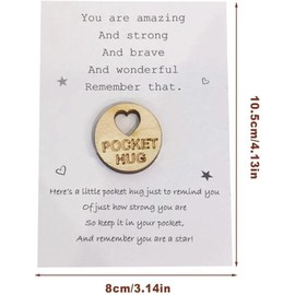 A Little Pocket Hug | Wooden Heart Little Hug Token Keepsake | a Hug Gift | I Love You Gifts | Cute Little Missing You Gifts from him or her Collectible Figurines Home Décor Accents