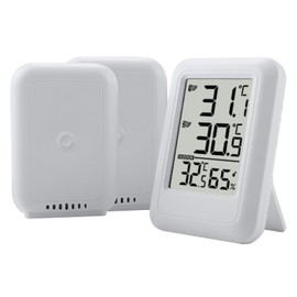 Generic Indoor Outdoor Thermometer, Digital Temperature Humidity Monitor Upgraded Wireless with 2 Sensors, 2.56 Inch Display Temperature Humidity Monitoring Device for Bedroom Office