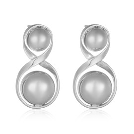 Silver Statement Earrings for Women Long Silver Drop Earrings Geometric Ball Drop Earrings Silver Chunky Earrings Big Silver Dangly Earrings Trendy Earrings Infinity Dangle Earrings Fashion