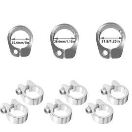 Pack of 6 Aluminium Alloy Bicycle Seat Post Clamp, Super Light Aluminium Seat Clamp, Mountain Bike Seat Tube Clamp, with Locknut, for Most Bikes