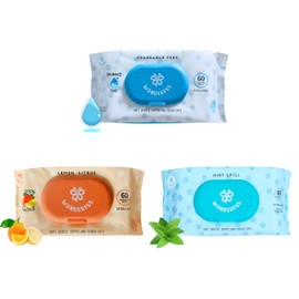WONDERFUL Flushable Wipes 3-Pack (180 Wipes) - Variety Wet Wipes for Adults & Kids, Hypoallergenic, Biodegradable, Toilet Safe, Gentle for Sensitive Skin - Bulk Pack for Bathroom & Travel