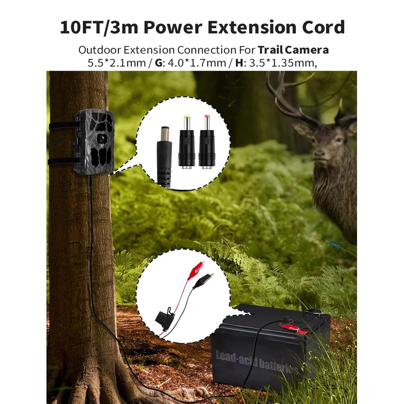 10FT Trail Camera Power Cord for Spypoint, Tactacam Reveal X