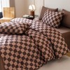 Houseri Brown Plaid Comforter Set Queen Chocolate Coffee Color Chessboard