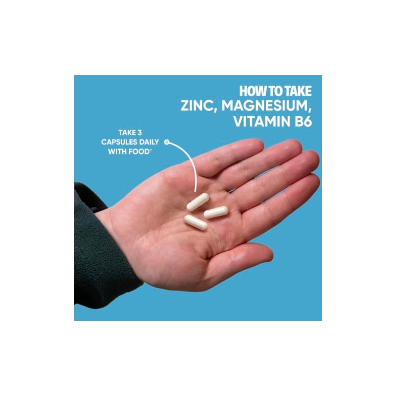Zinc, Magnesium and Vitamin B6 – 90 Vegetarian Capsules –
